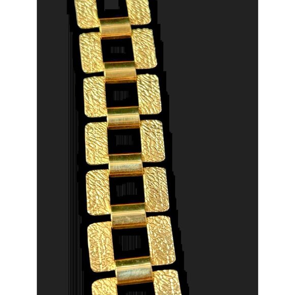 Vintage Chain Belt Gold Tone Rectangle Textured Links Size 38" Mid Century Mod - Picture 5 of 10